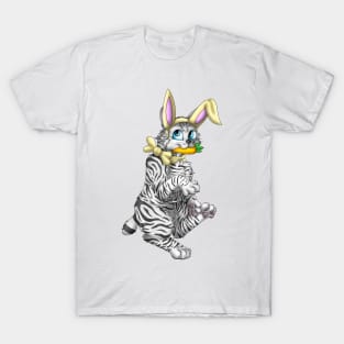 Bobtail BunnyCat: Silver Tabby (Yellow) T-Shirt